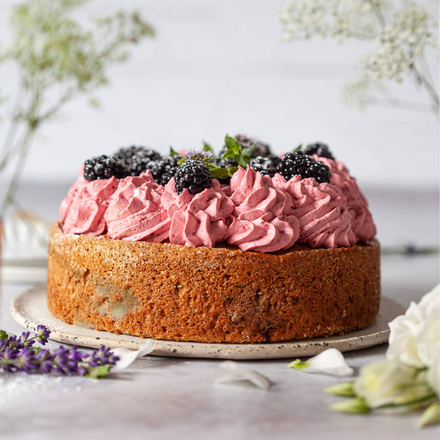 Serviervorschlag: Joghurt-Brombeer-Kuchen