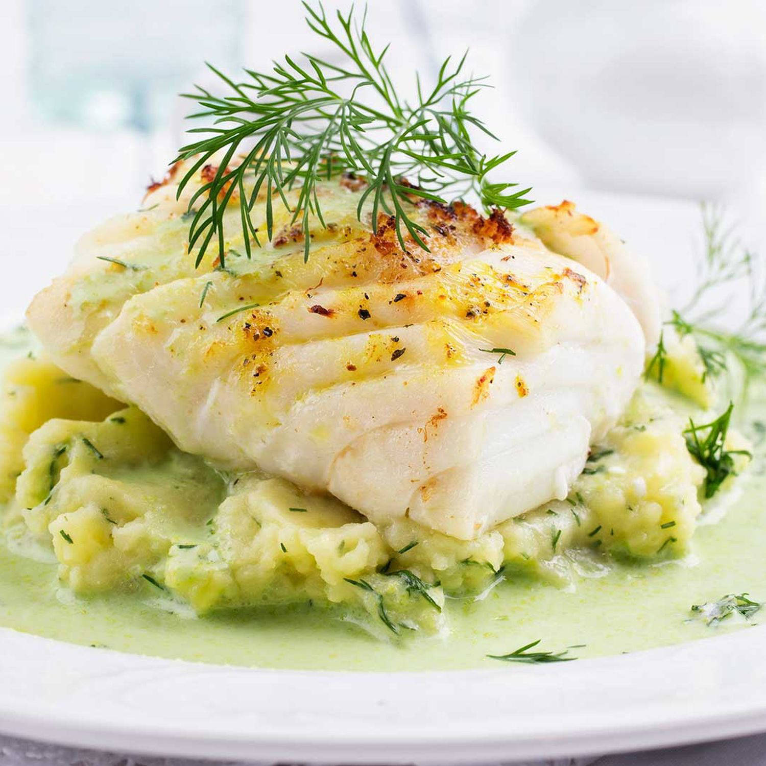 Serviervorschlag: Dillgurken mit Dorschfilet