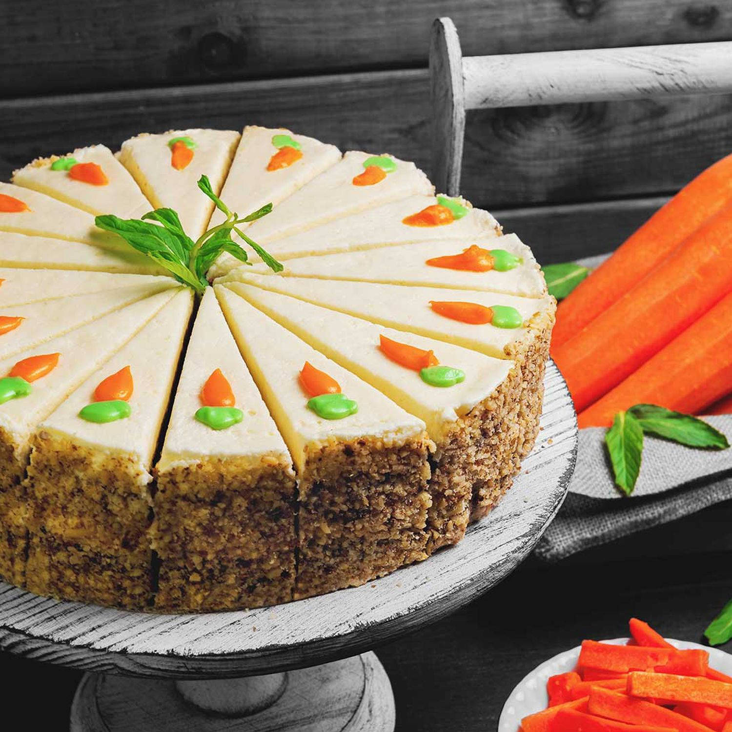 Serviervorschlag: Karotten-Buttercreme-Torte
