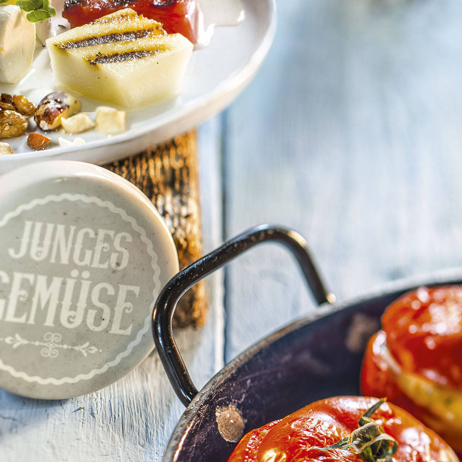 Schafmischkäse mit gegrillten Melonen und Holunder-Vinaigrette