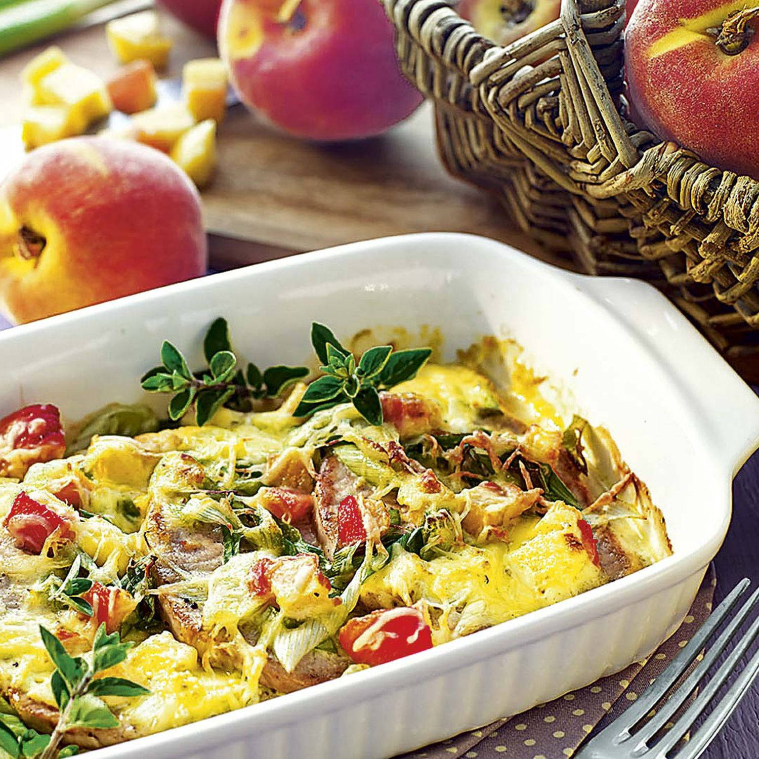 Gratinierte Karreesteaks in Curry-Sauce