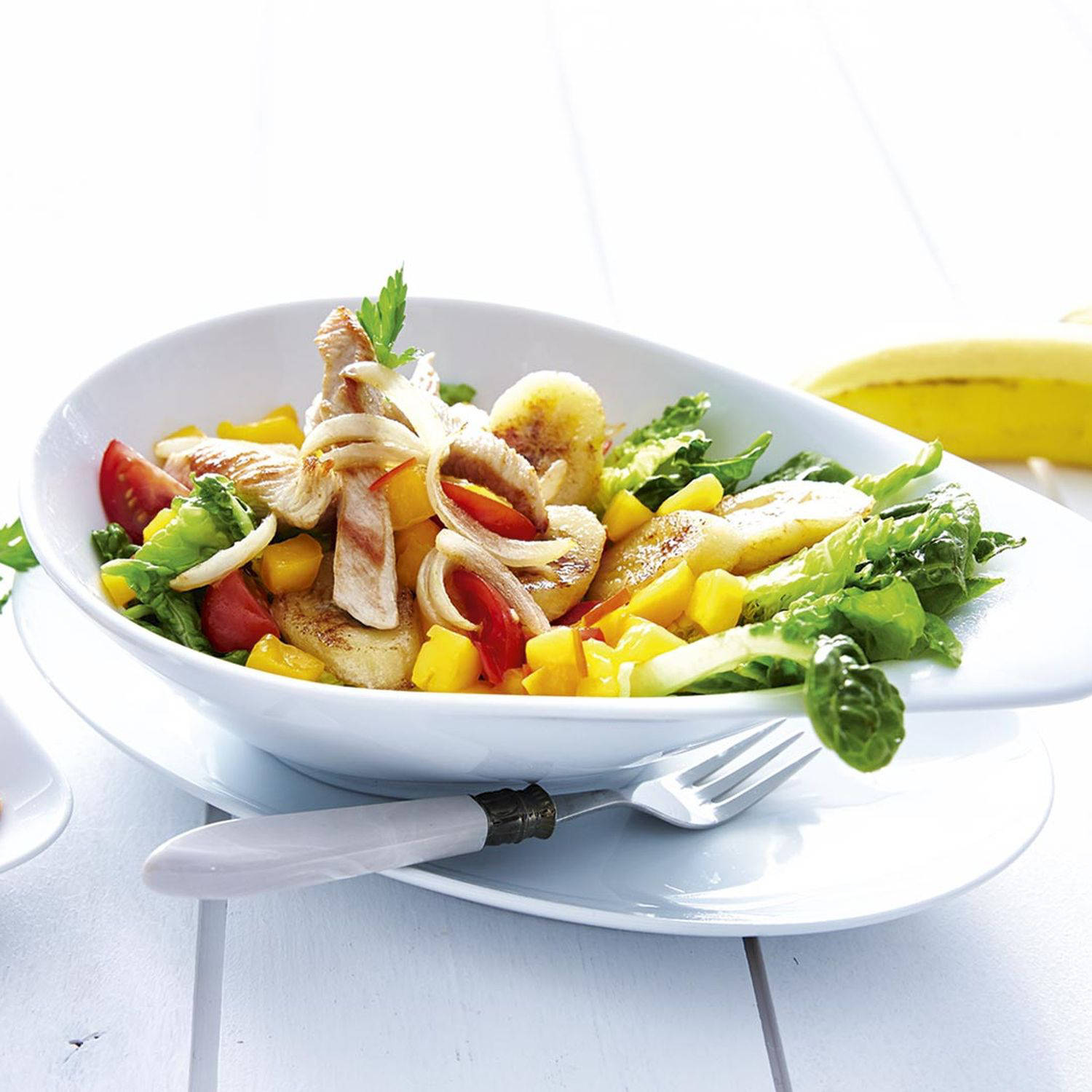 Exotischer Putenstreifen-Salat
