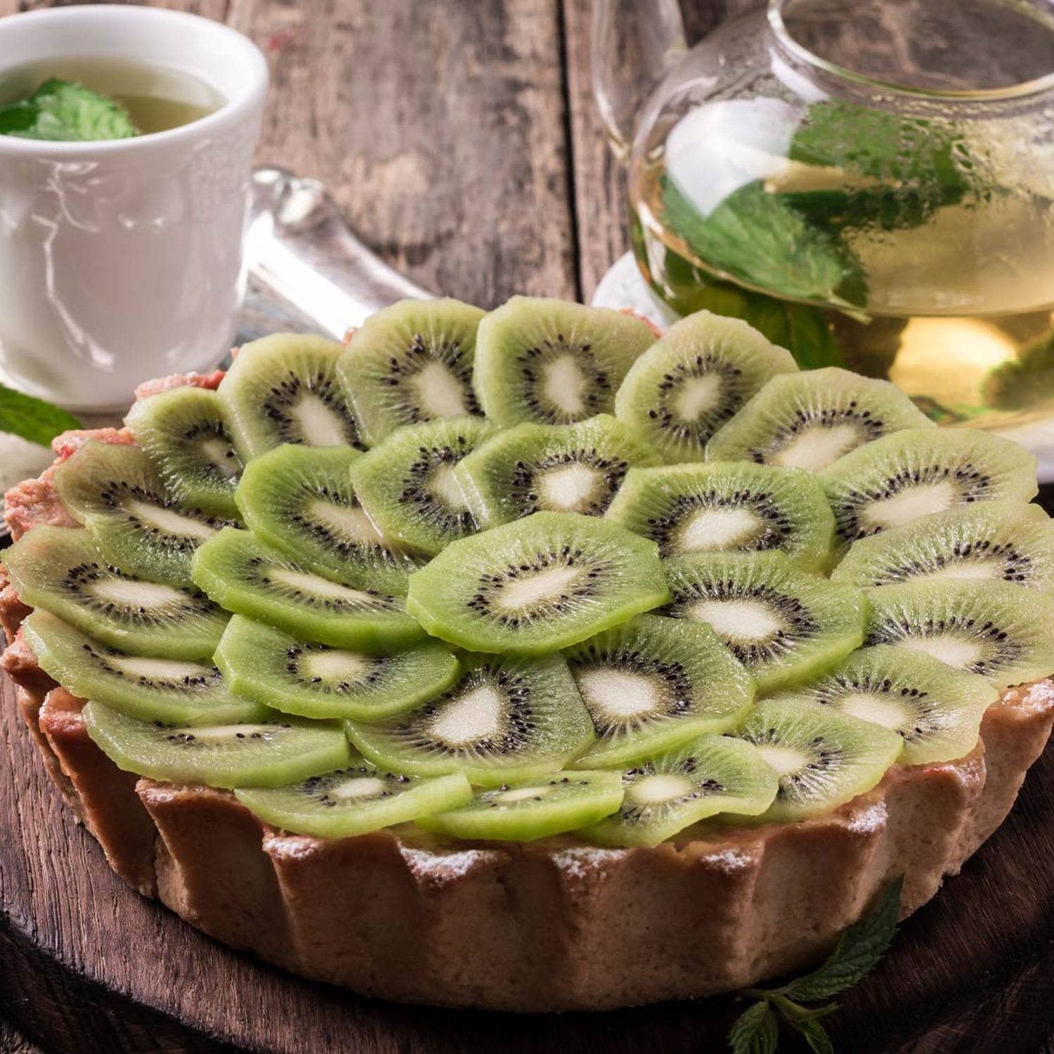 Serviervorschlag: Kiwi-Käse-Blechkuchen