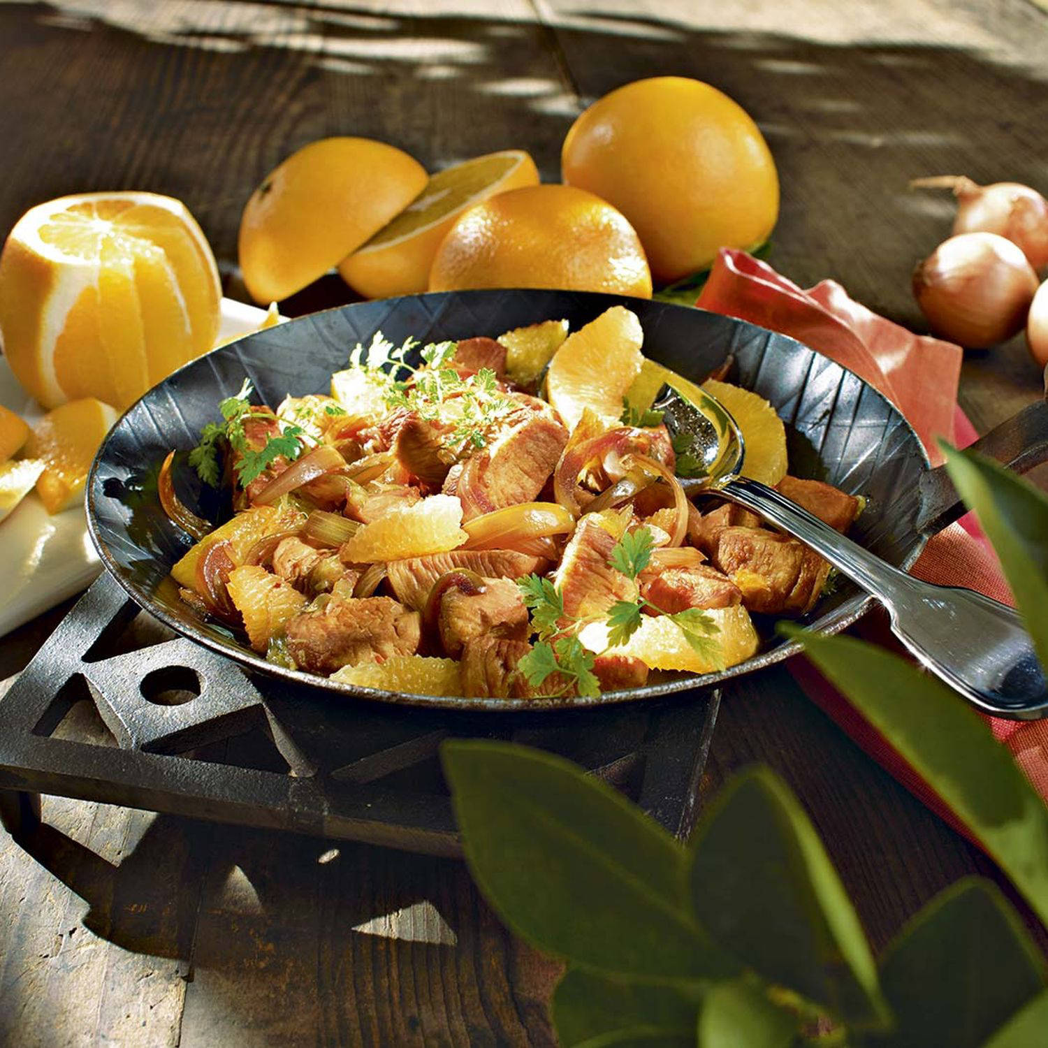 Serviervorschlag: Orangen-Hühnerfilet-Pfanne