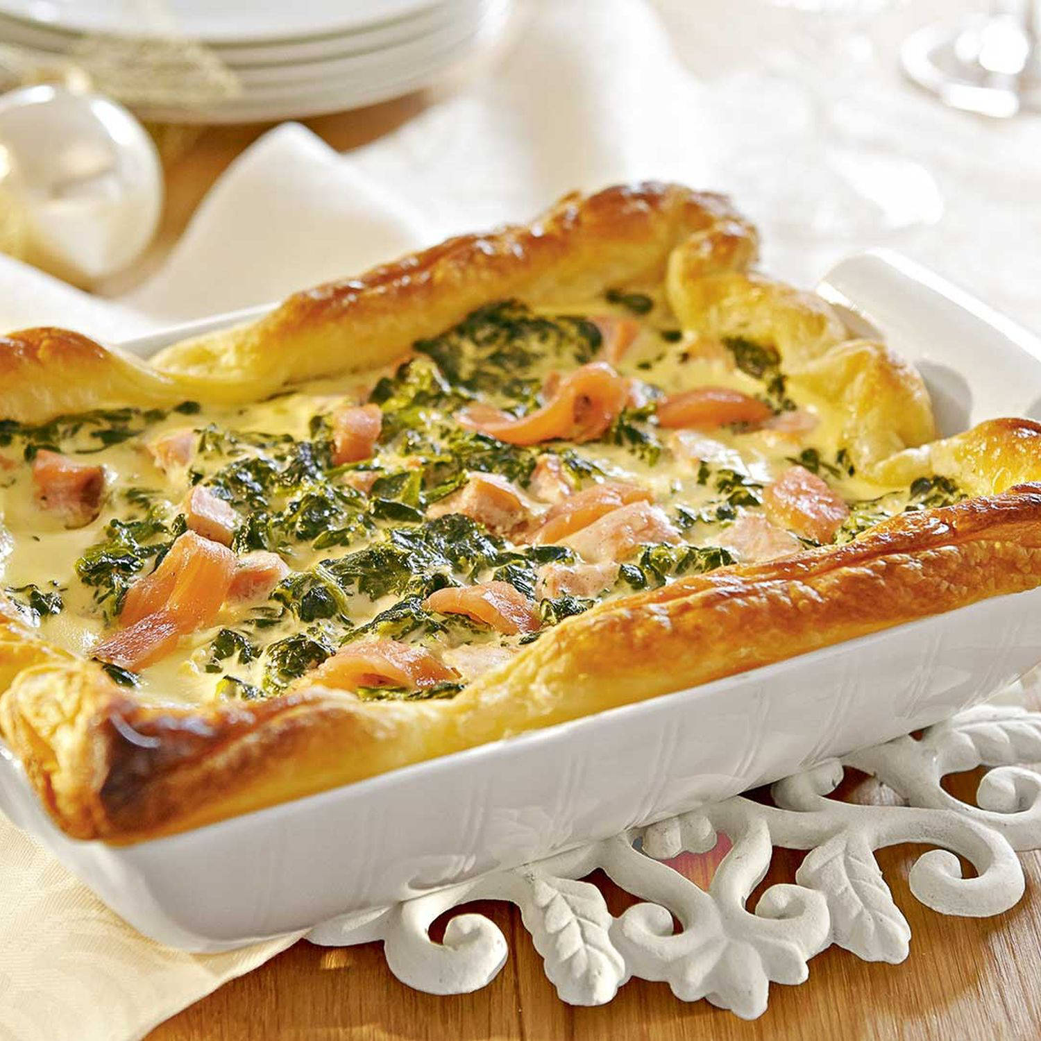 Serviervorschlag: Lachs-Spinat-Quiche