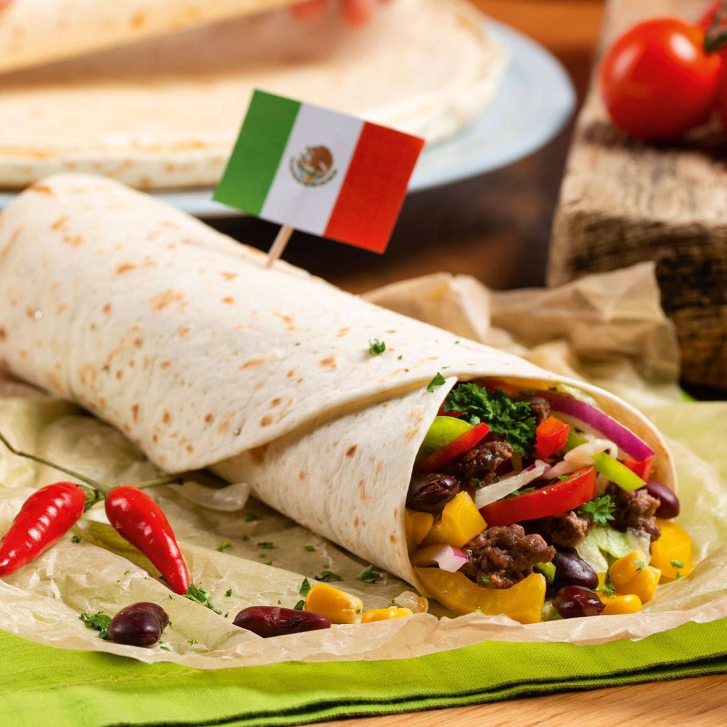 Serviervorschlag: Wrap gefüllt mit Chili sin Carne