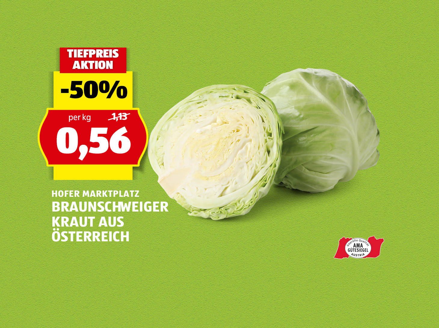 Hofer Marktplatz Braunschweigerkraut aus Österreich, € 0,59