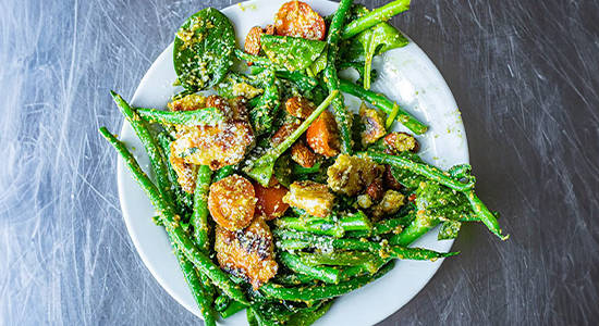 Green Bean, Pesto & Almond Salad Recipe Image