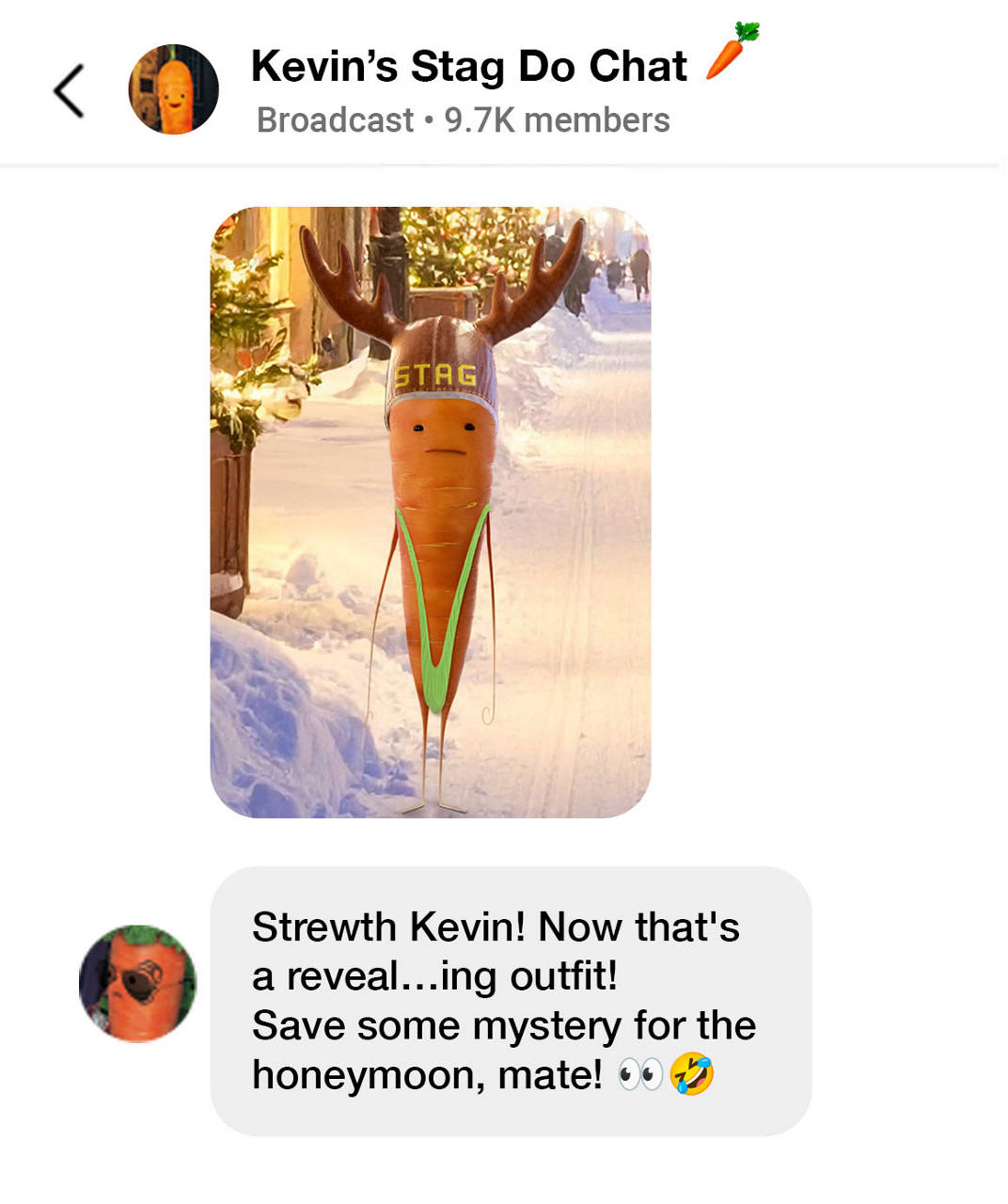 Kevin's stag do chat image