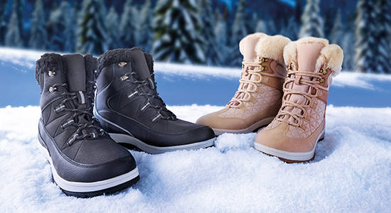 Winter boots in snowy outdoor setting