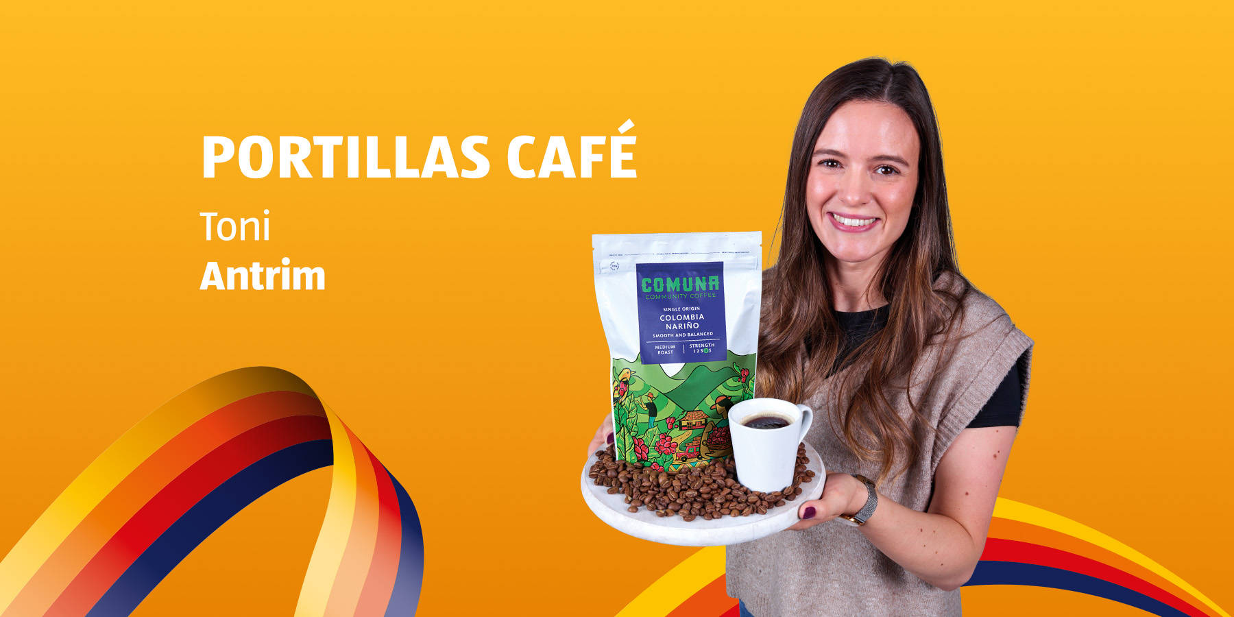 Portillas Café coffee beans and cup