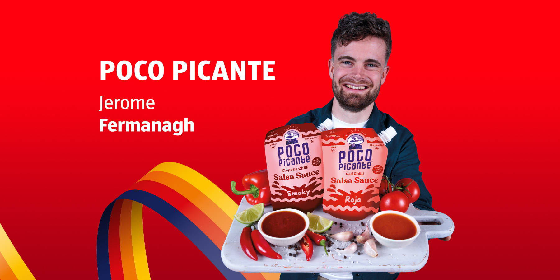 Poco Picante salsa sauces with vibrant display