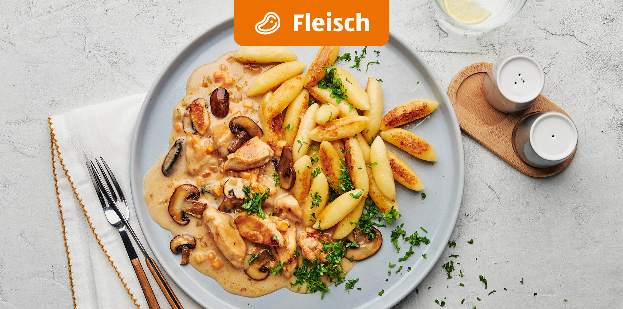 Schupfnudeln mit Geschnetzeltem.