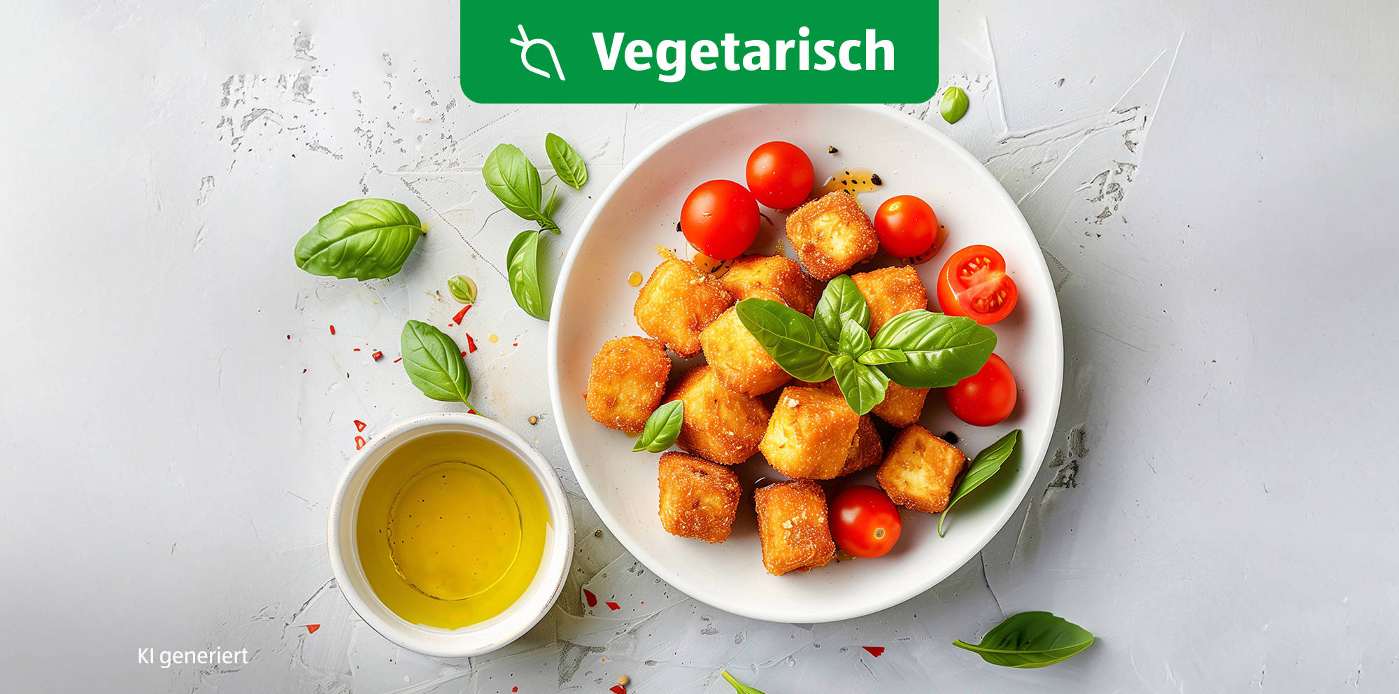 Panierte Feta-Würfel.