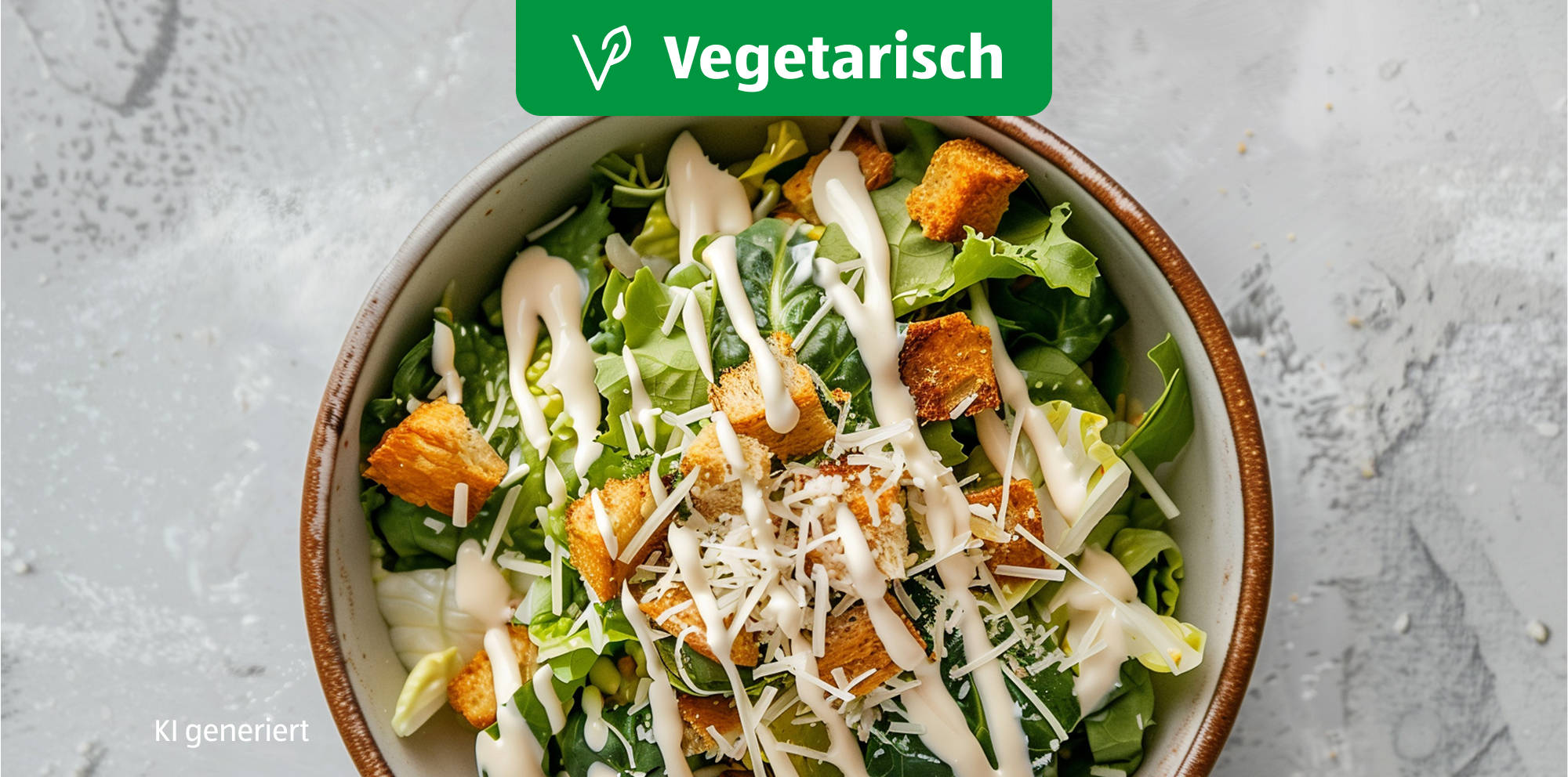 Vegetarischer Caesar Salad.