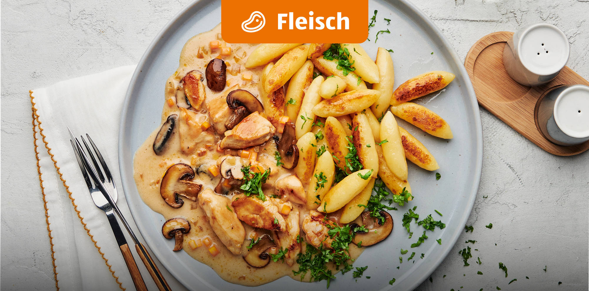 Schupfnudeln mit Geschnetzeltem.