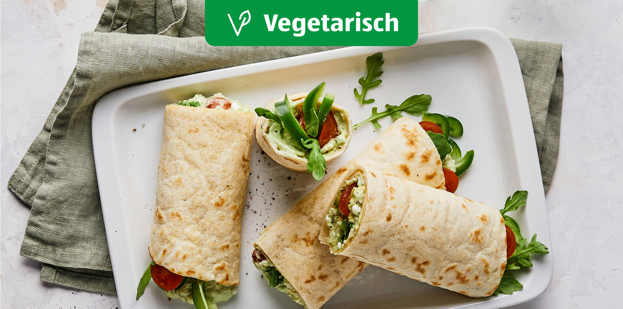 Dinkel-Wraps mit Hüttenkäse.