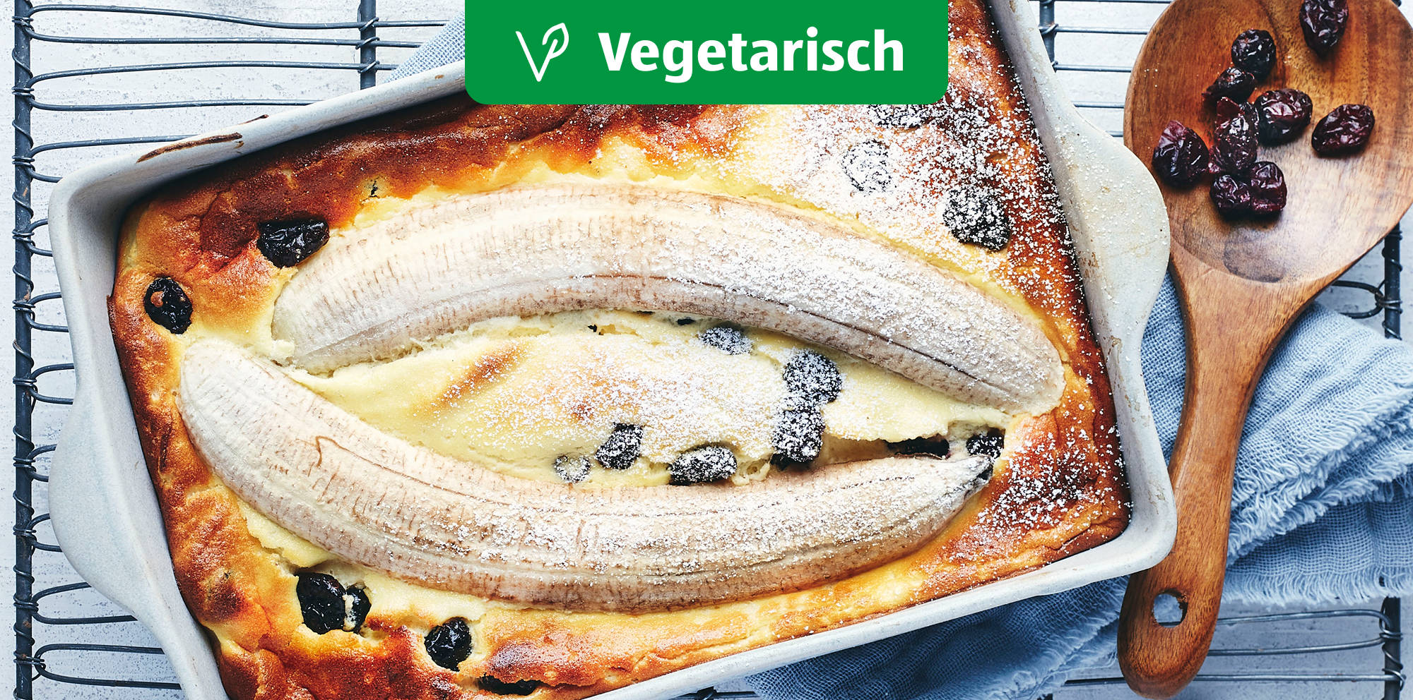 Bananenauflauf mit Rosinen.