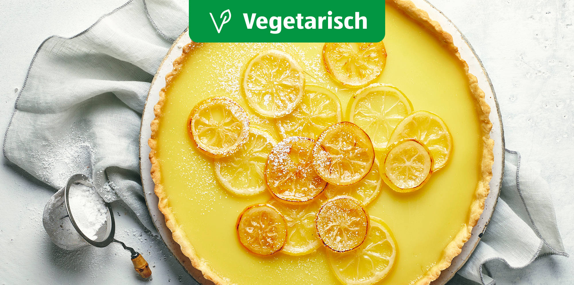 Zitronentarte als vegetarisches Dessert.