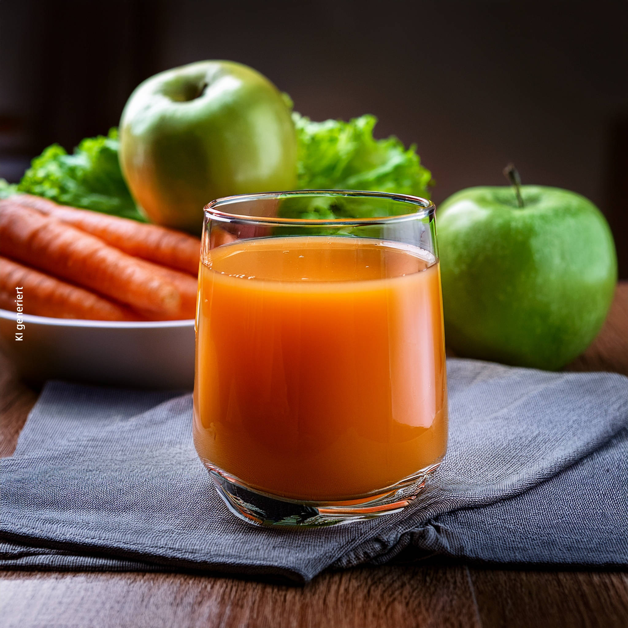 Serviervorschlag: Feldsalatdrink mit Apfel & Karotte