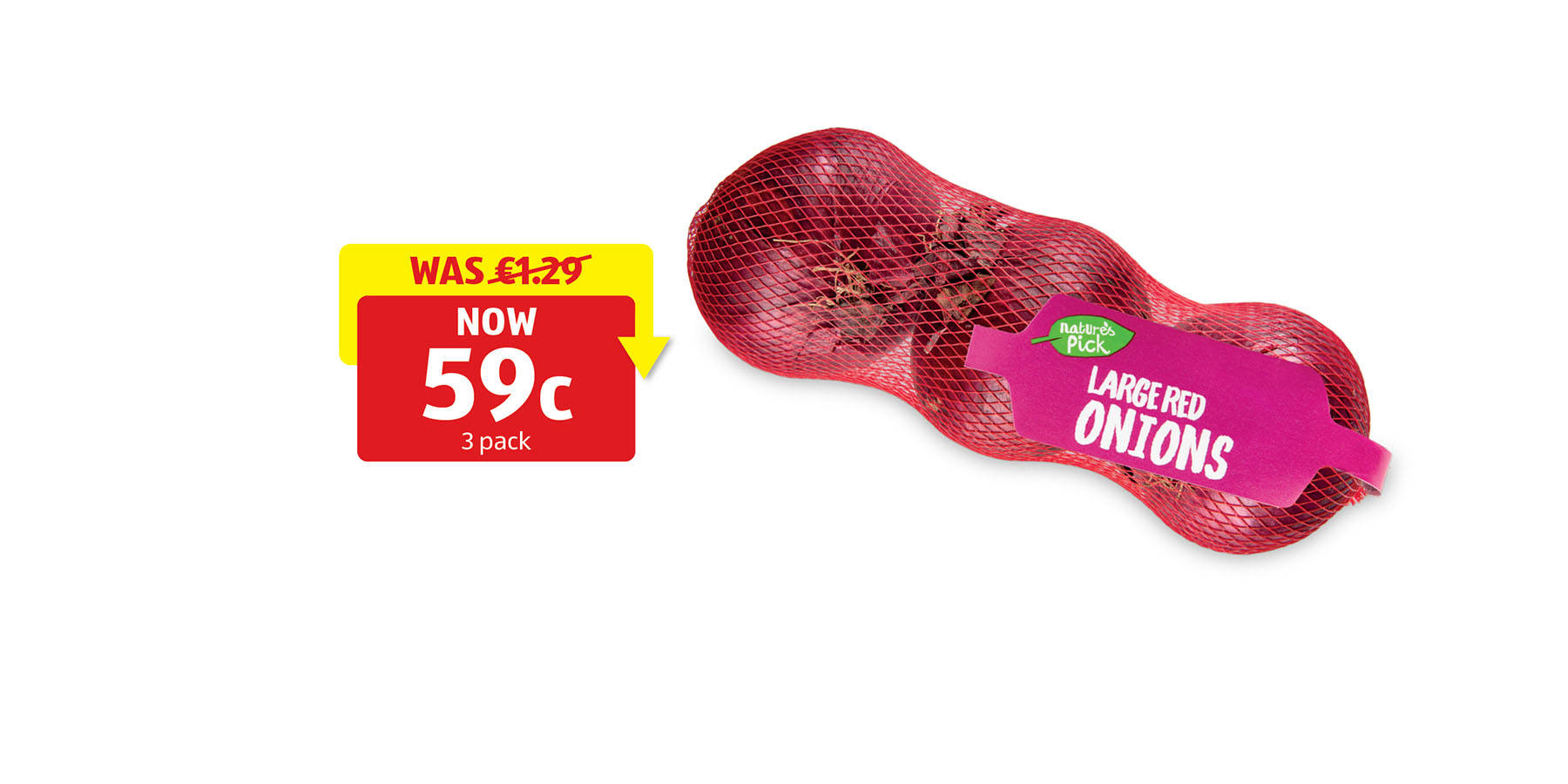 An image of Large Red Onions 3 Pack