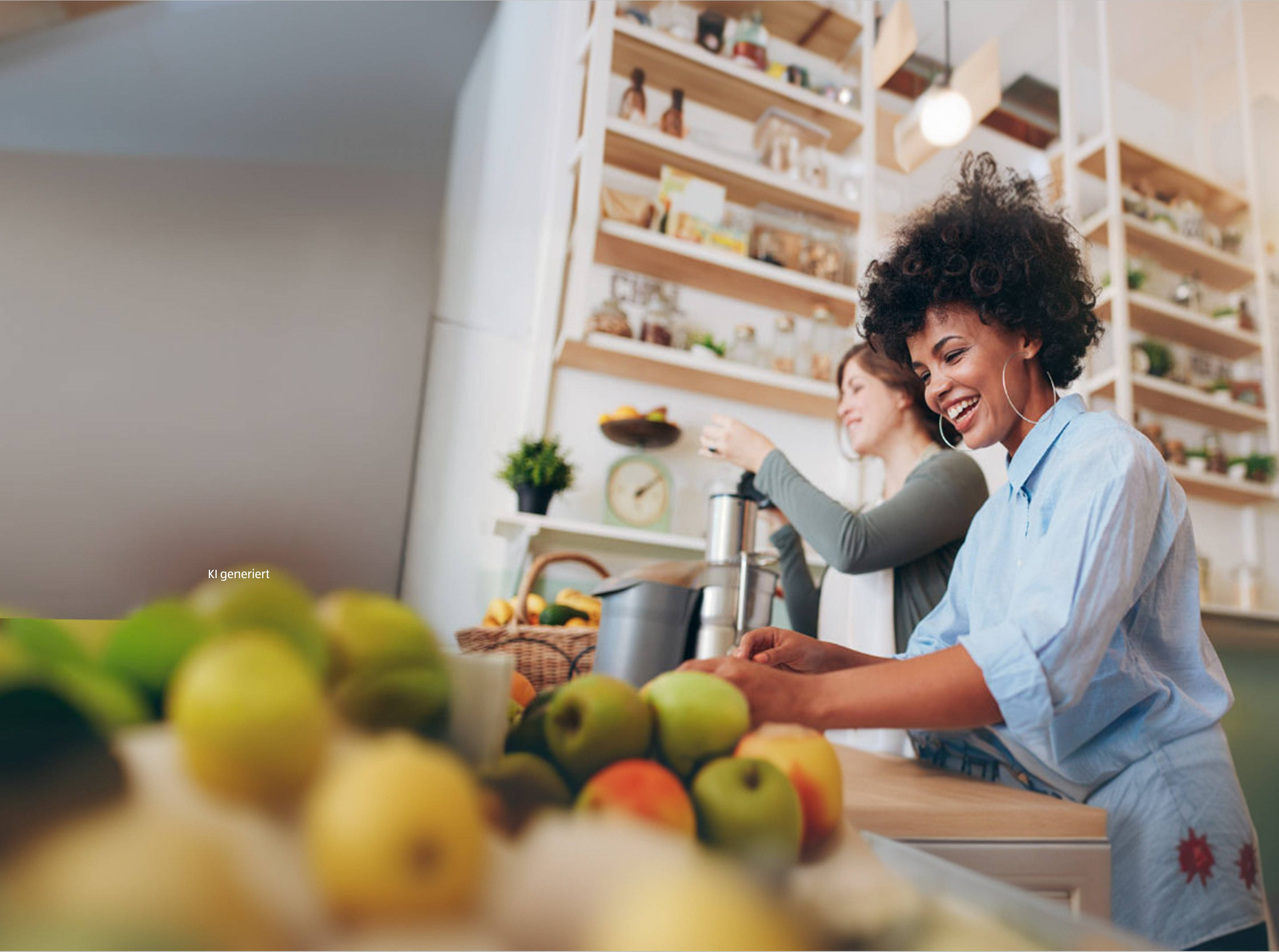 Eine Frau steht in der Küche und schneidet Gemüse.