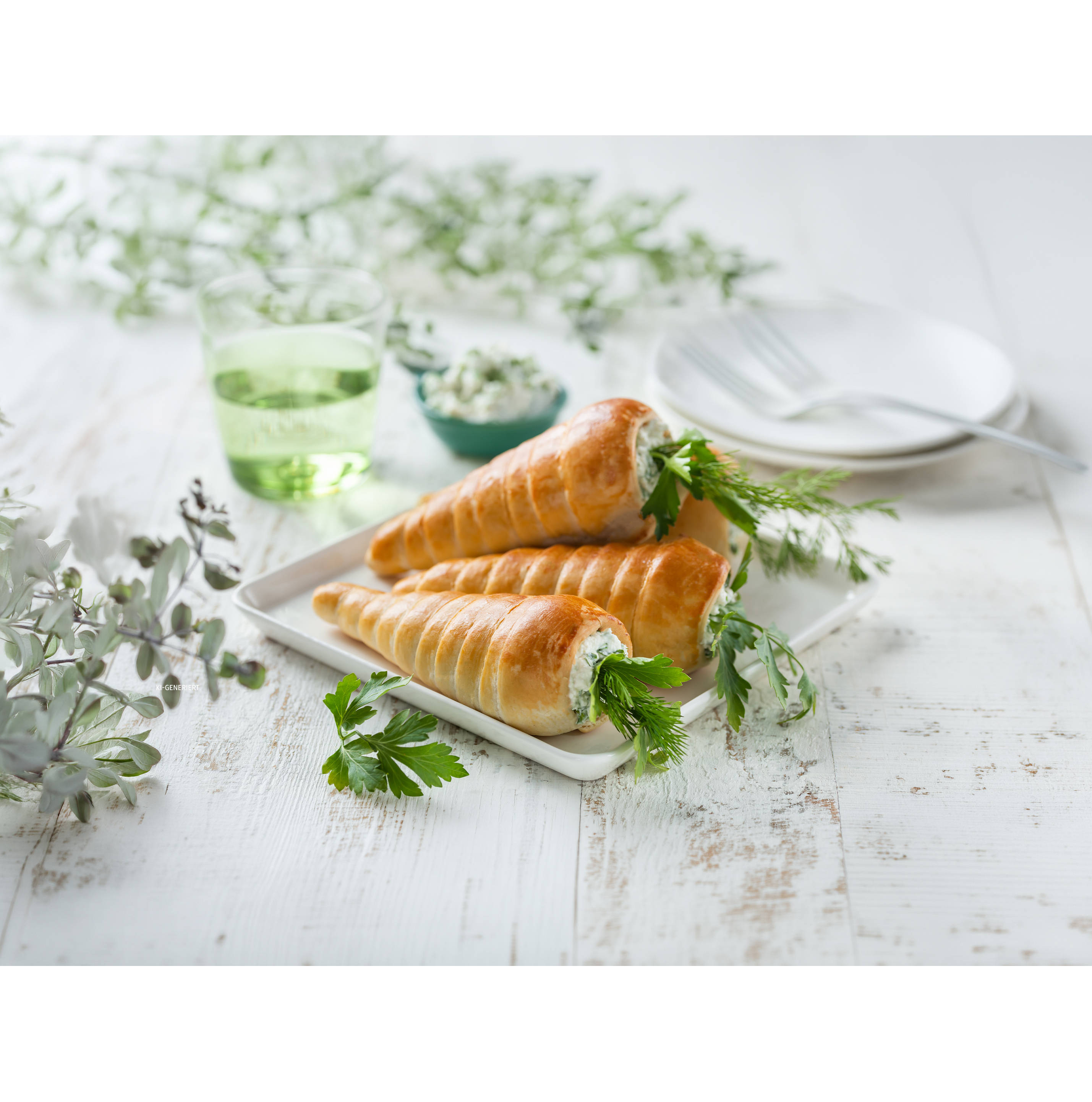 Blätterteig-Möhren mit Lachscreme.