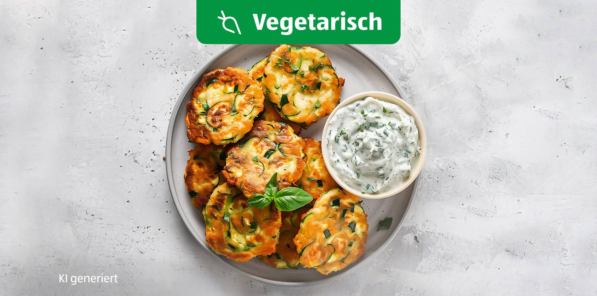 Zucchinipuffer mit Tsatsiki.