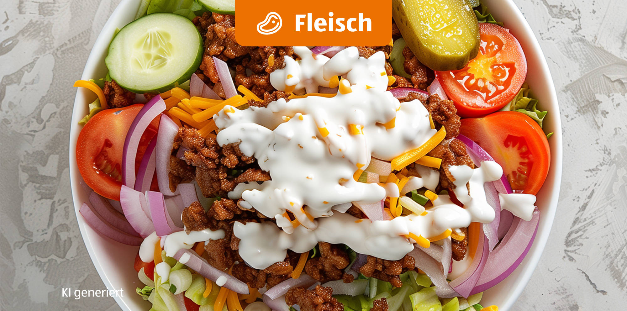 Frische Taco-Salat-Bowl mit Fleisch-Topping.