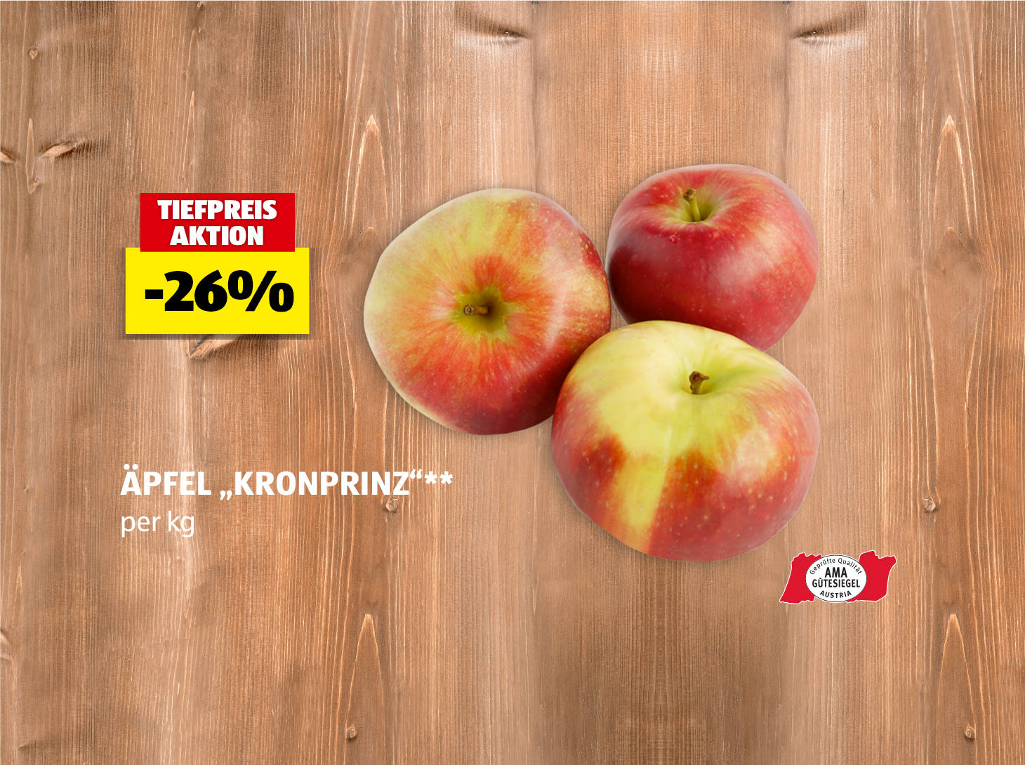 Äpfel "Kronprinz", per kg, -26% preisgesenkt gegenüber dem am 22.10. gültigen Verkaufspreis