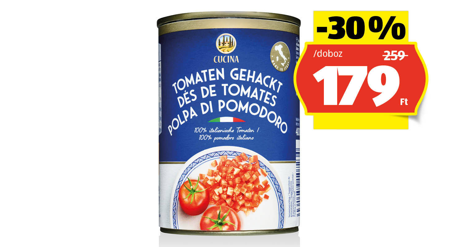 CUCINA Aprított paradicsom, 400 g (240 g)/doboz