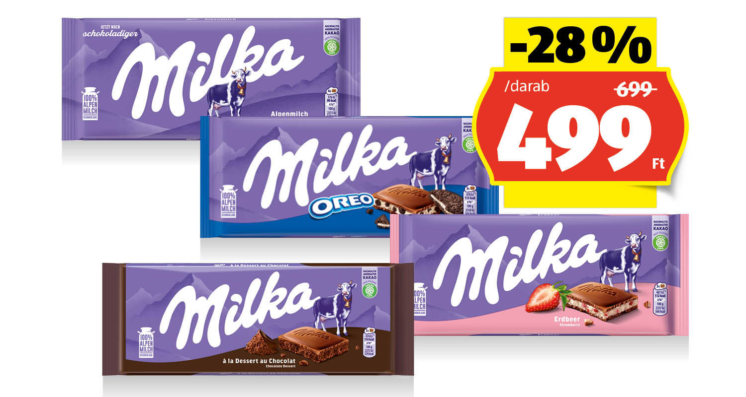MILKA Táblás csokoládé, 100 g vagy 90 g/darab