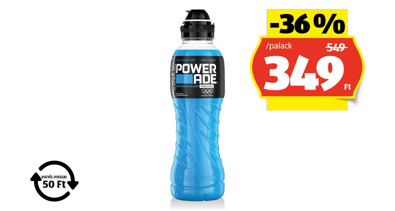 POWERADE Izotóniás sportital, 0,5 l/palack