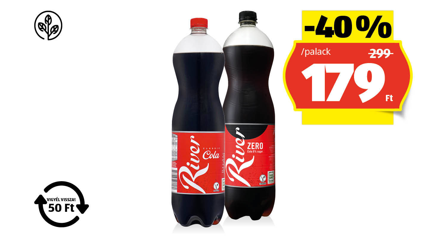 RIVER Colaízű szénsavas üdítőital, 1,5 l/palack