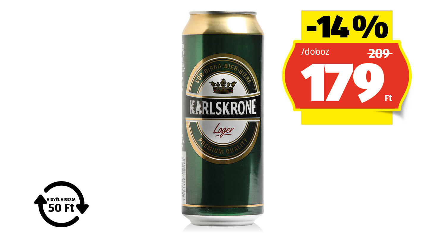 KARLSKRONE Világos sör, 0,5 l/doboz