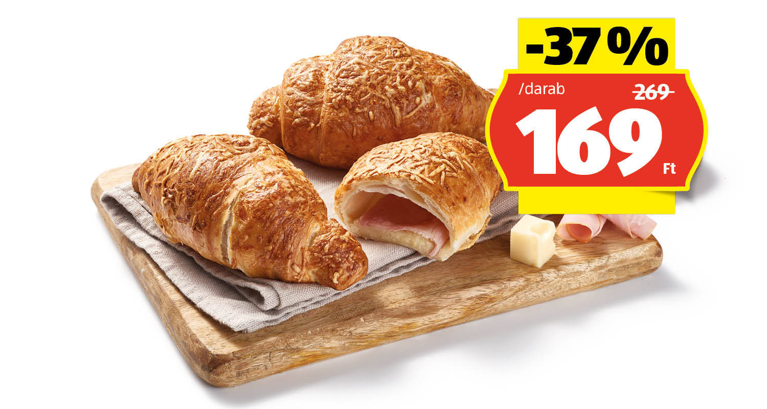 AZON MELEGÉBEN Sajtos-sonkás croissant, 95 g/darab