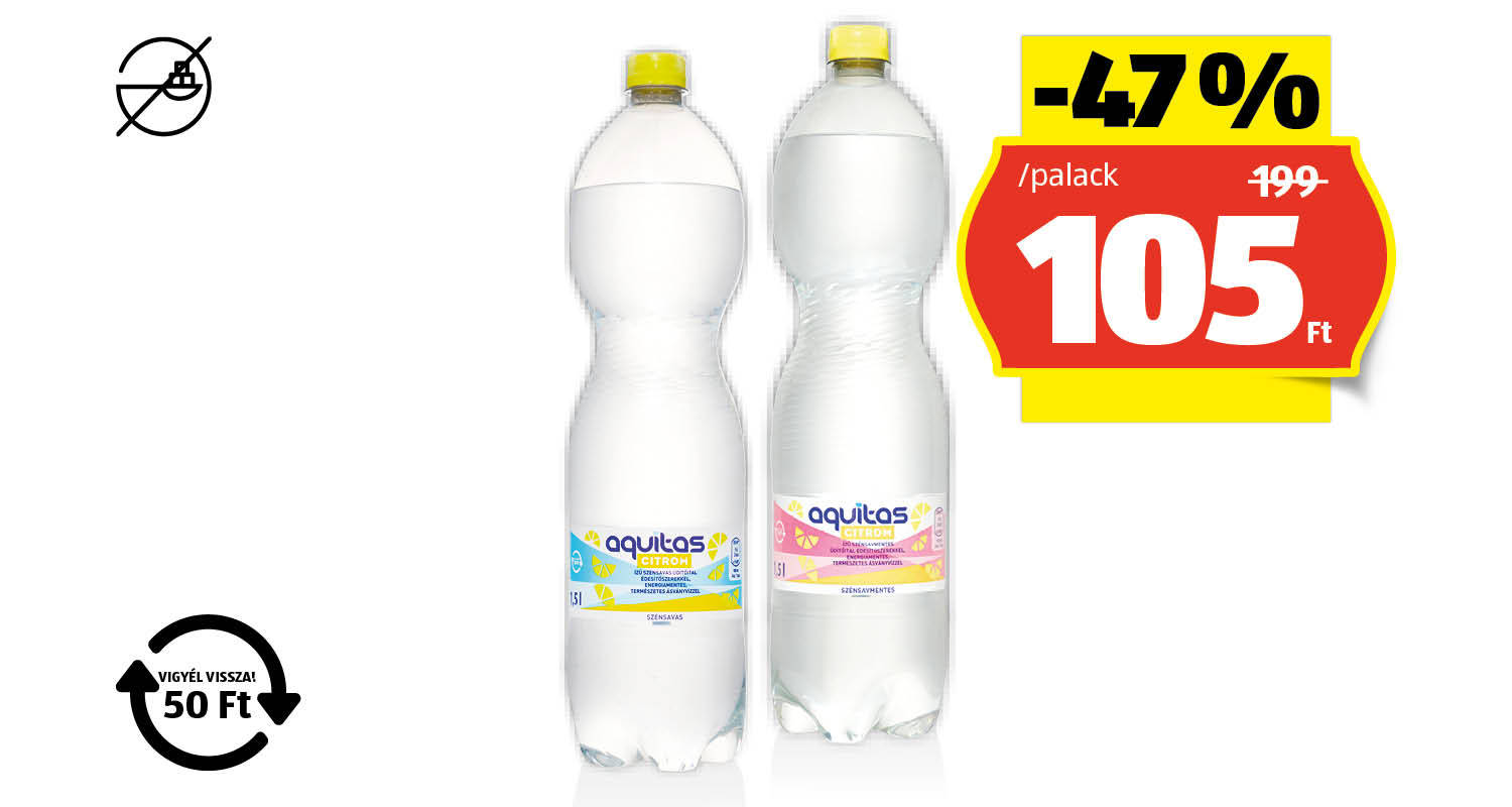 AQUITAS Üdítőital, 1,5 l/palack