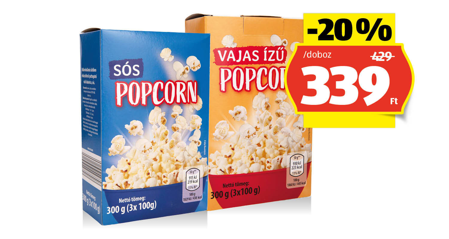 Pattogatott kukorica, 3 x 100 g/doboz