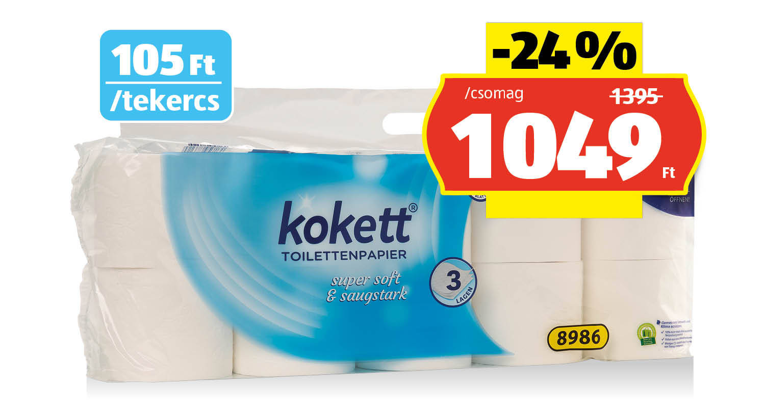 KOKETT Toalettpapír, 10 tekercs/csomag