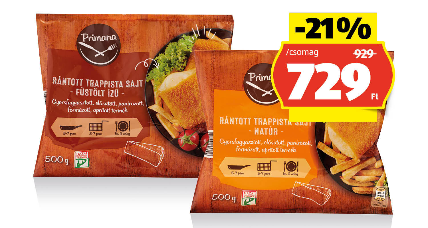PRIMANA Rántott trappista sajt, 500 g/csomag