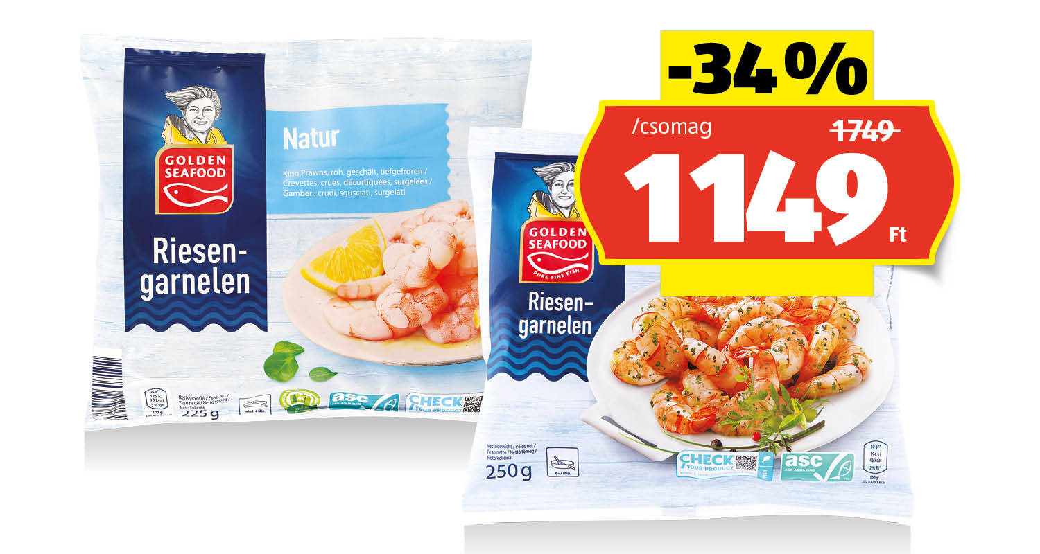 GOLDEN SEAFOOD Garnélarák, 250 g vagy 225 g/csomag