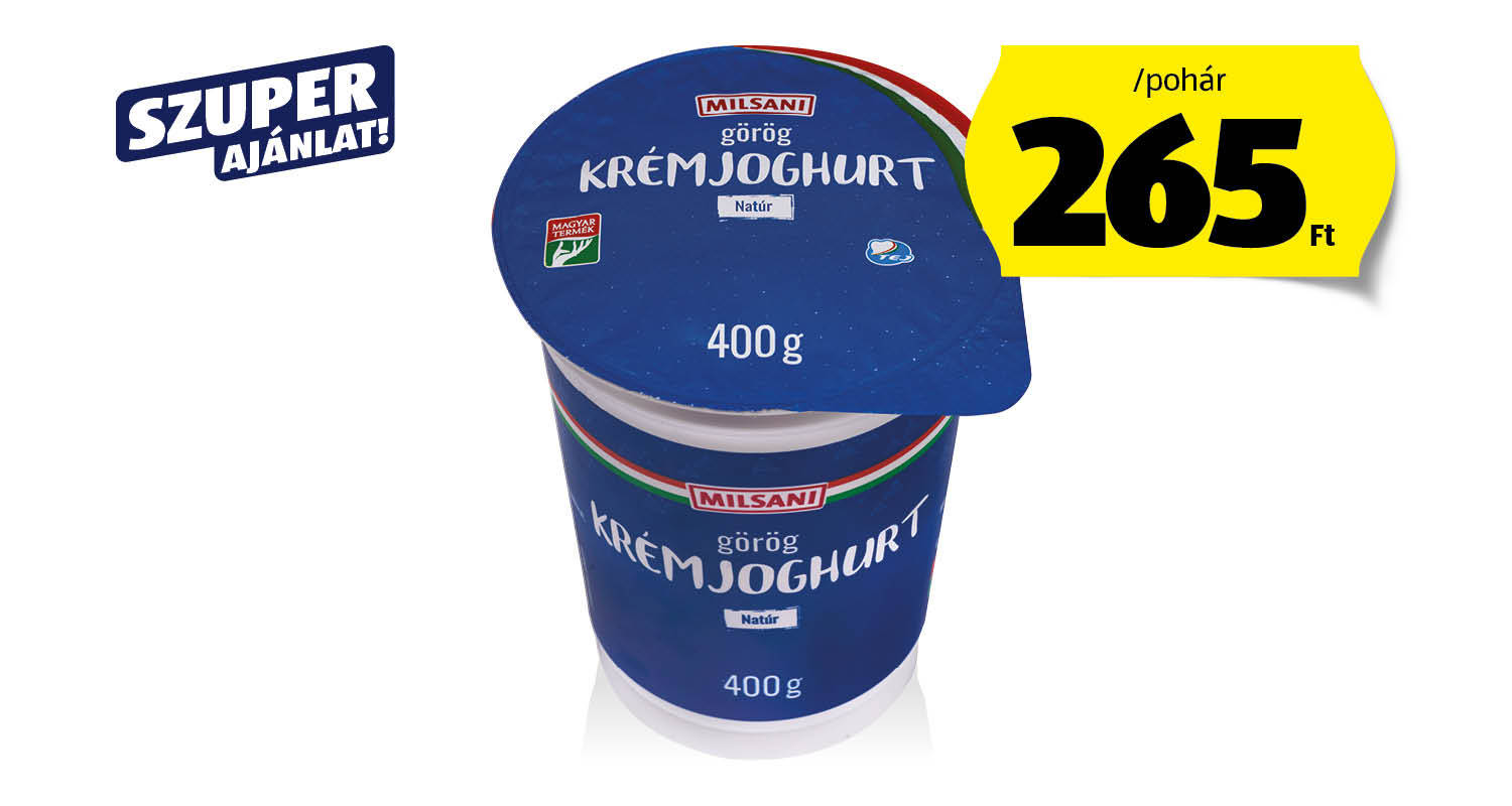 MILSANI Natúr görög krémjoghurt, 400 g/pohár