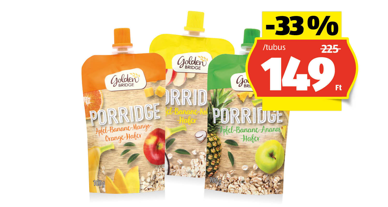 GOLDEN BRIDGE Zabkása gyümölcspürével, 100 g/tubus