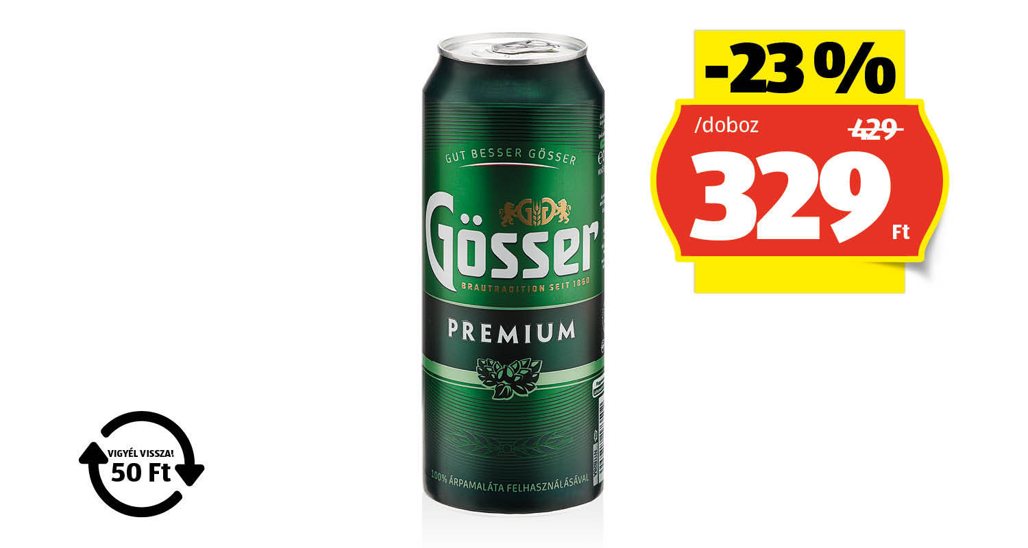 GÖSSER Világos sör, 0,5 l/doboz