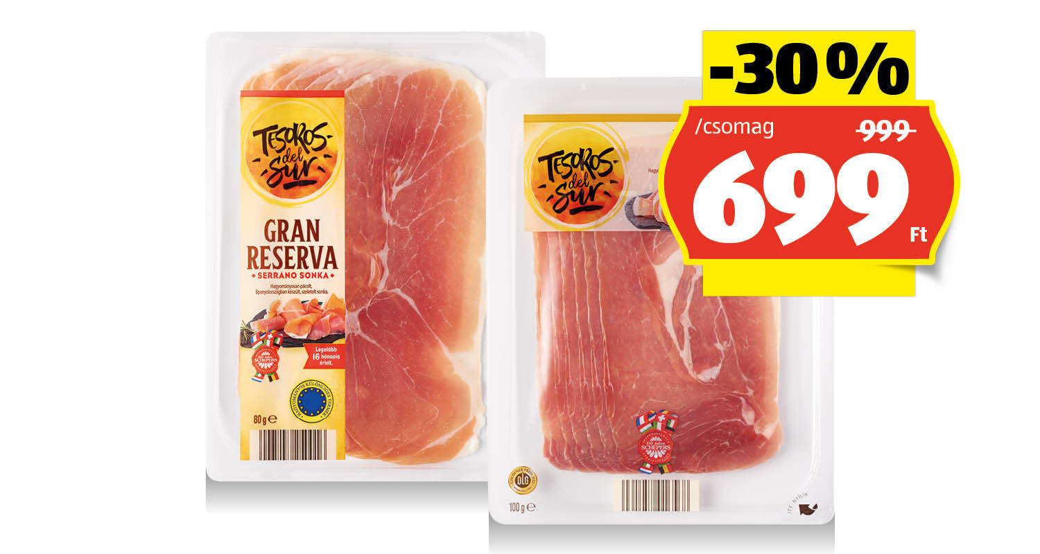TESOROS DEL SUR Serrano sonka, 100 g vagy 80 g/csomag