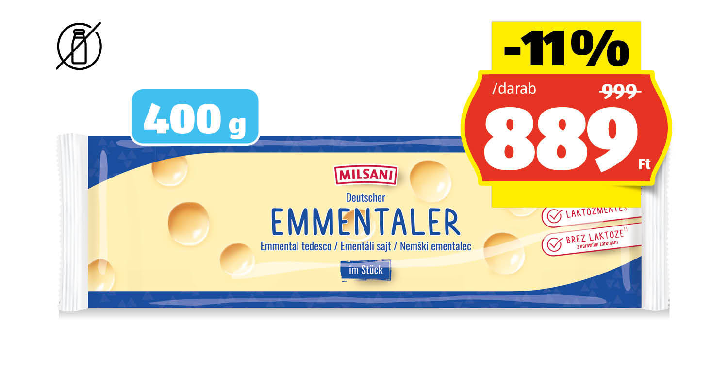 MILSANI Ementáli sajt, 400 g/darab