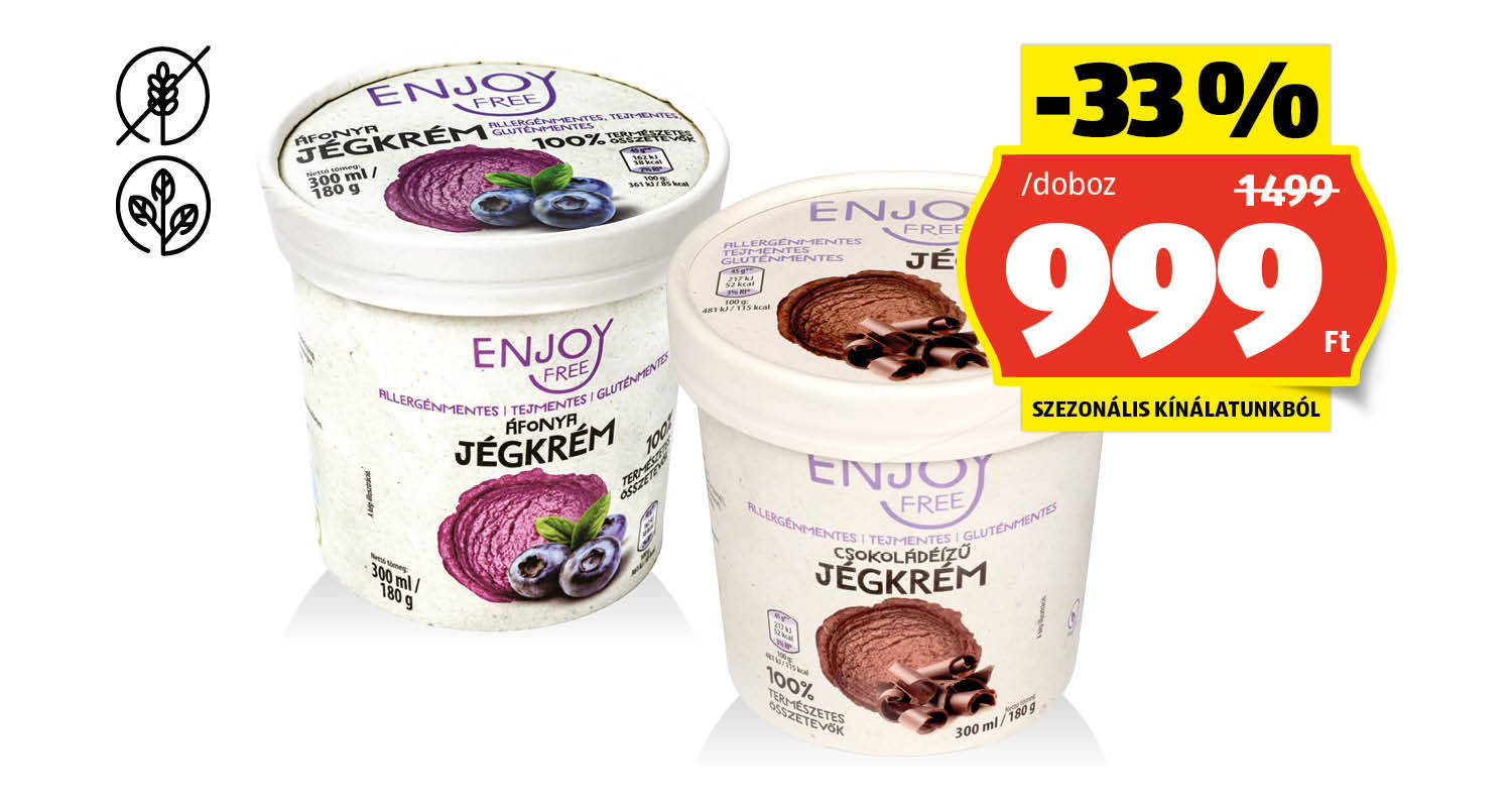 ENJOY FREE Vegán jégkrém, 300 ml/doboz