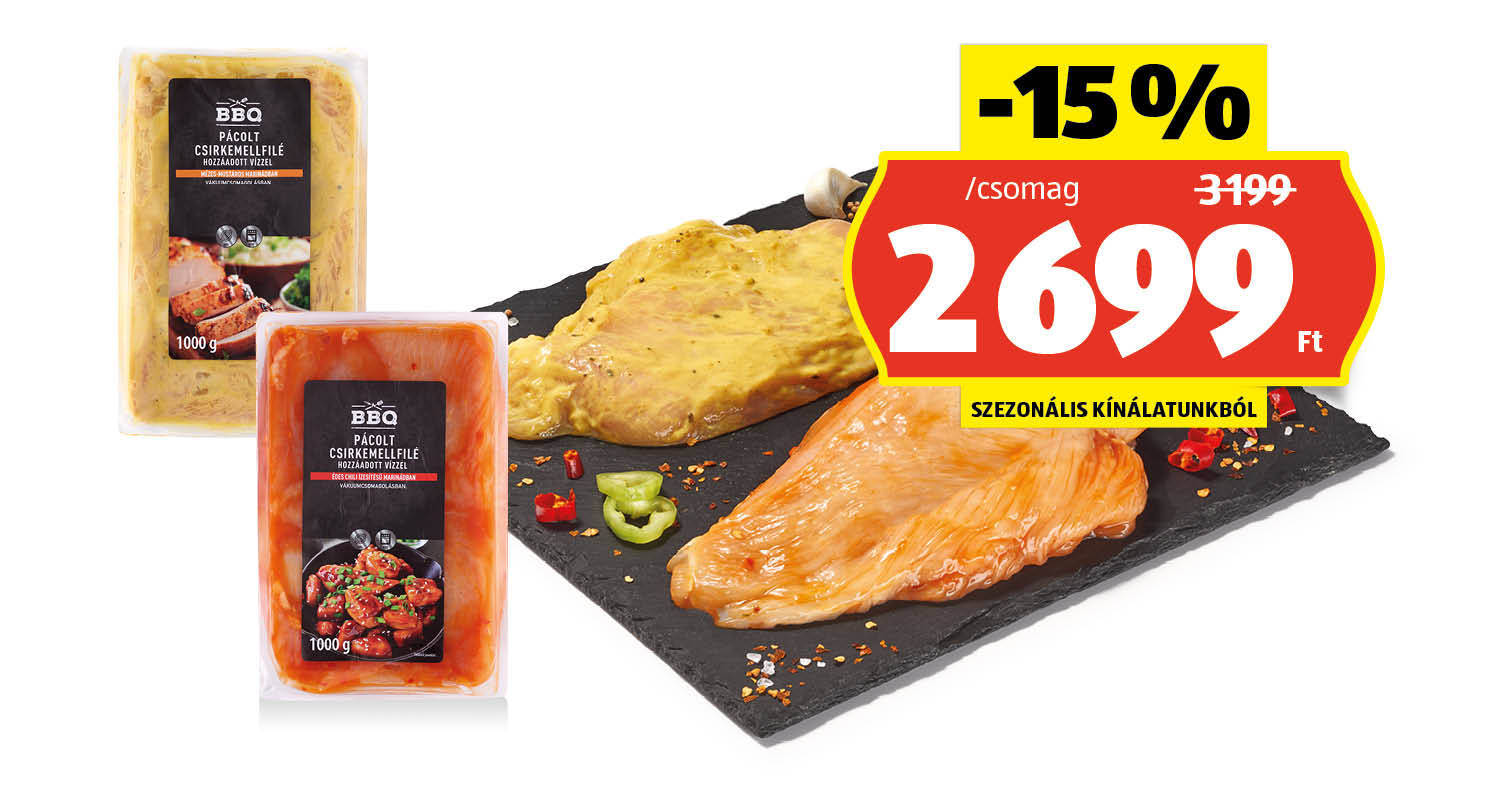 BBQ Friss marinált csirkemellfilé, 1 kg/csomag
