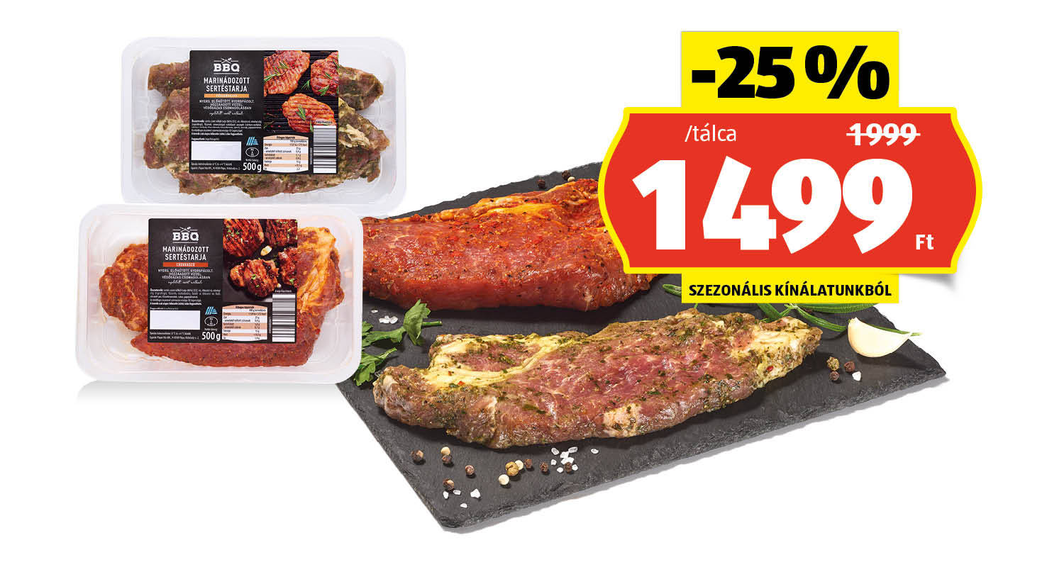 BBQ Friss marinált sertéstarja, 500 g/tálca