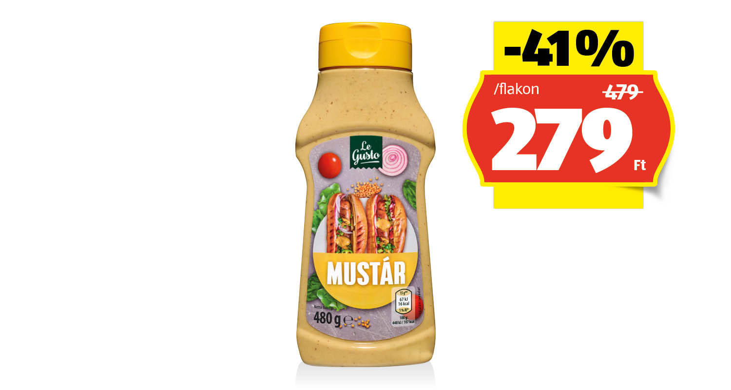 LE GUSTO Mustár, 480 g/flakon